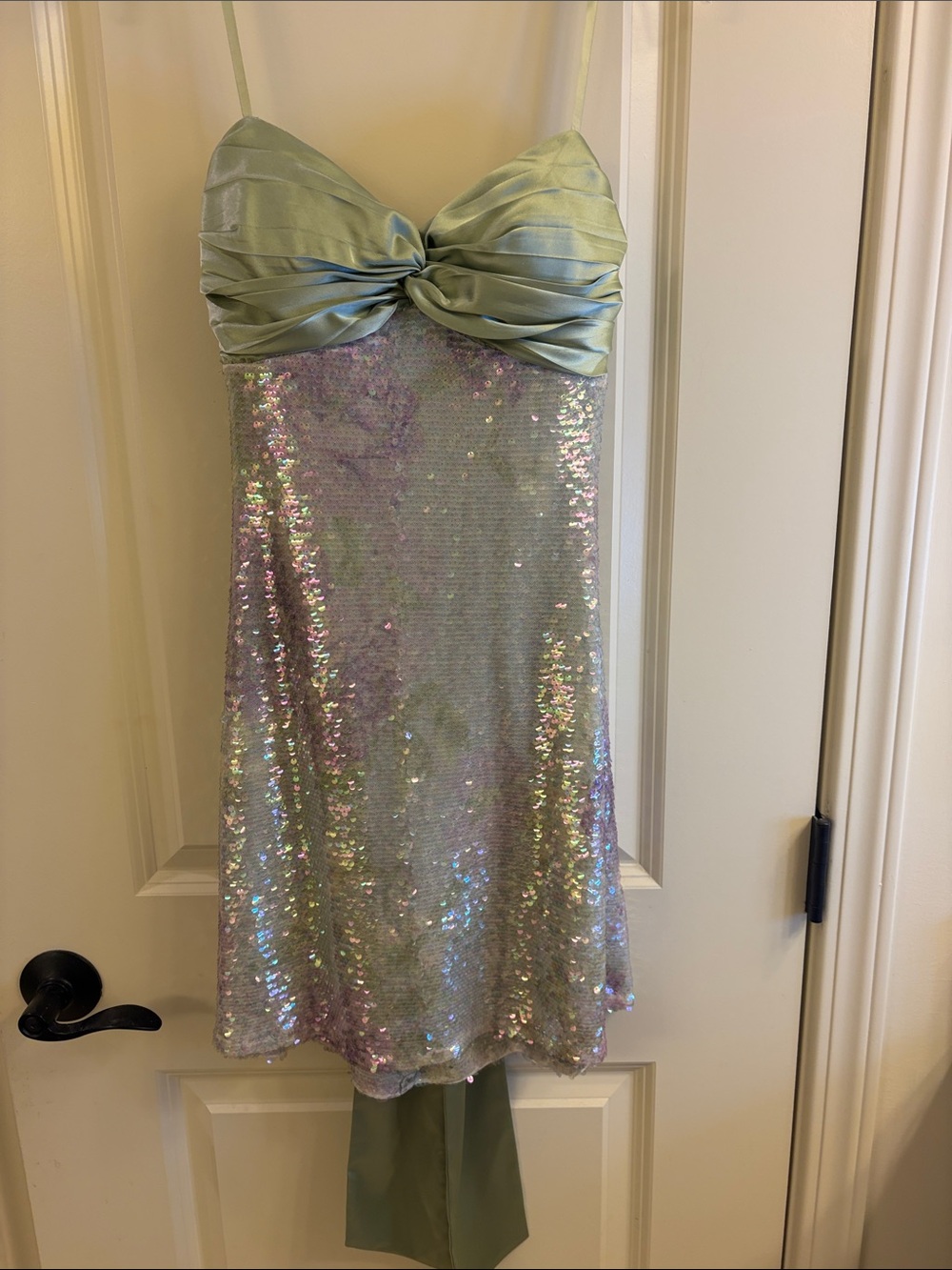 Windsor Mint Green Sequin Strapless Cocktail Dress
